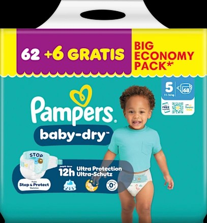 Windeln baby-dry Gr. 5 (11-16 kg) Big Economy Pack, 68 St